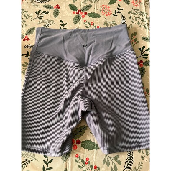 Athleta Elation Crossover Rib 7" Shorts Womens Purple Athletic High Rise medium - Picture 2 of 10
